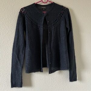 VTG Vertical Club Mohair Blend Knit Mock Neck Top Cardigan Sweater Set Womens M